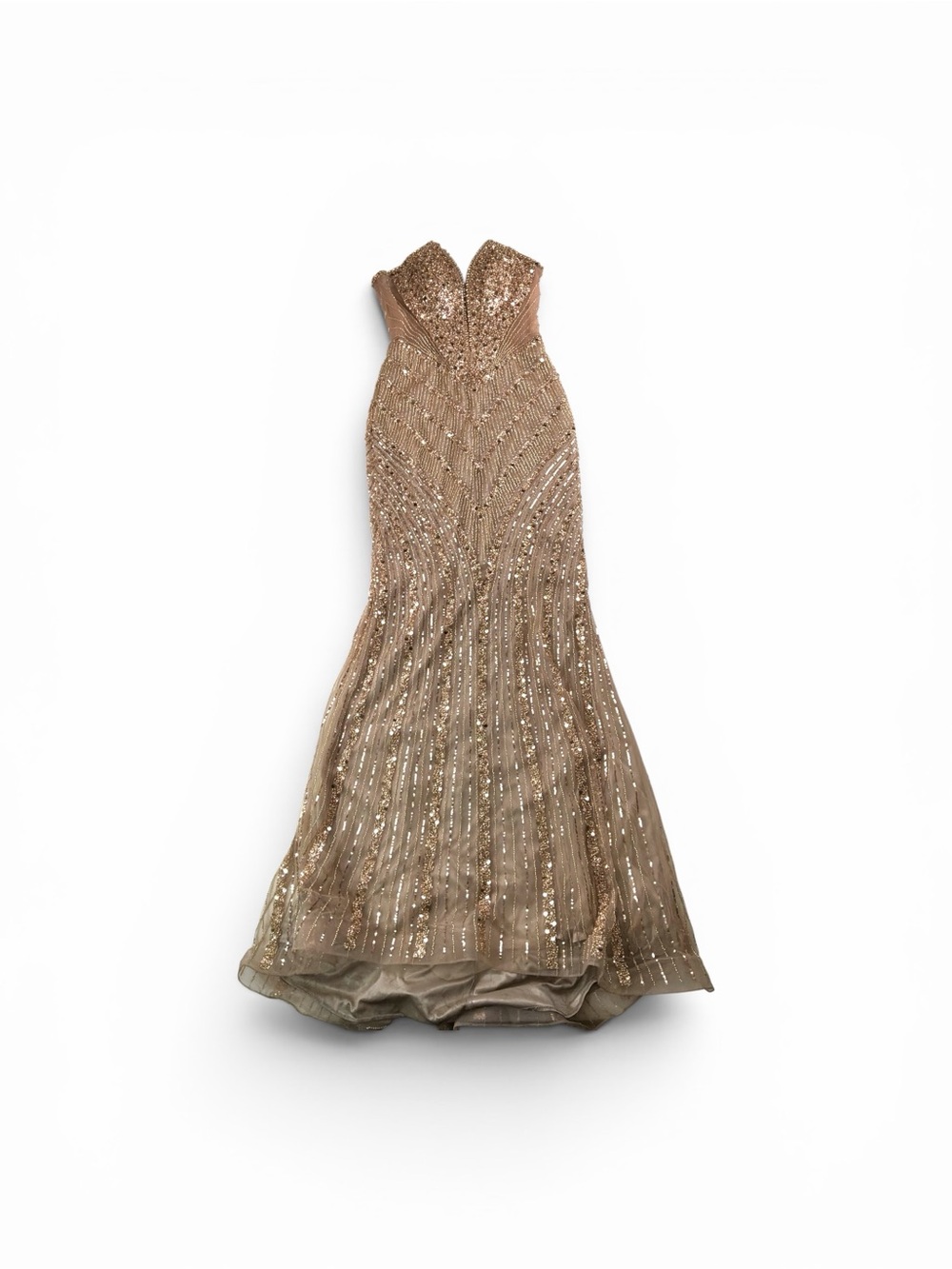 Ladivine by Cinderella divine Strapless Sequin Mermaid Prom Dress in Gold Size 6